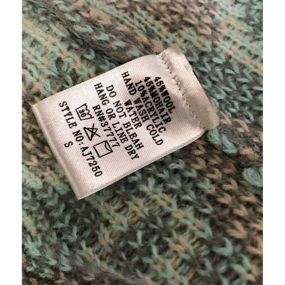 renee c sweater Open Aztec Bohemian Size Small Wool & Mohair Gray Teal - Picture 6 of 12